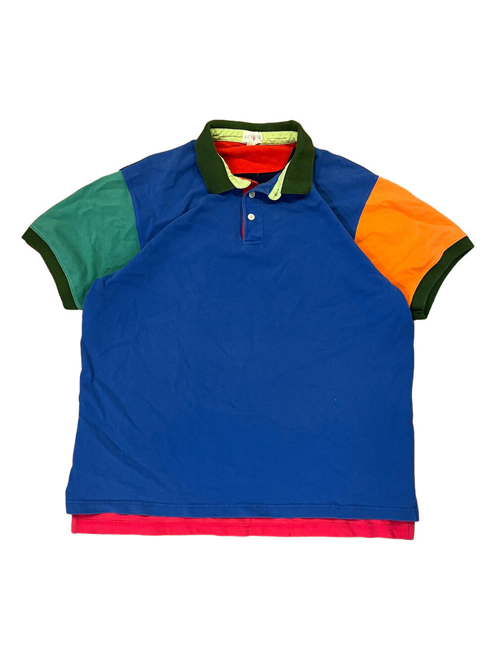 VTG 90s J.Crew Oarsman Mens XL Colorblock Polo Shirt Cotton Pique Short